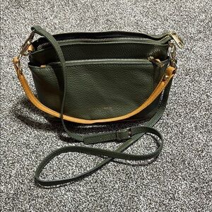 Divina Firenze genuine Italian leather crossbody shoulder bag olive green